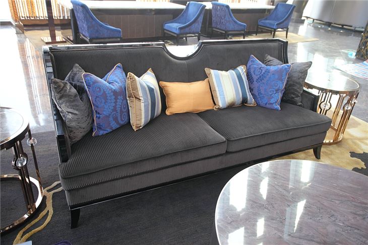 Hotel Two-seater Sofa with Solid Frame and Upholstery